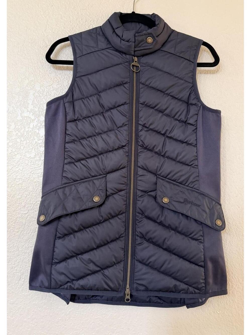New BARBOUR Stretch Cavalry Vest In Dark Navy Size 4